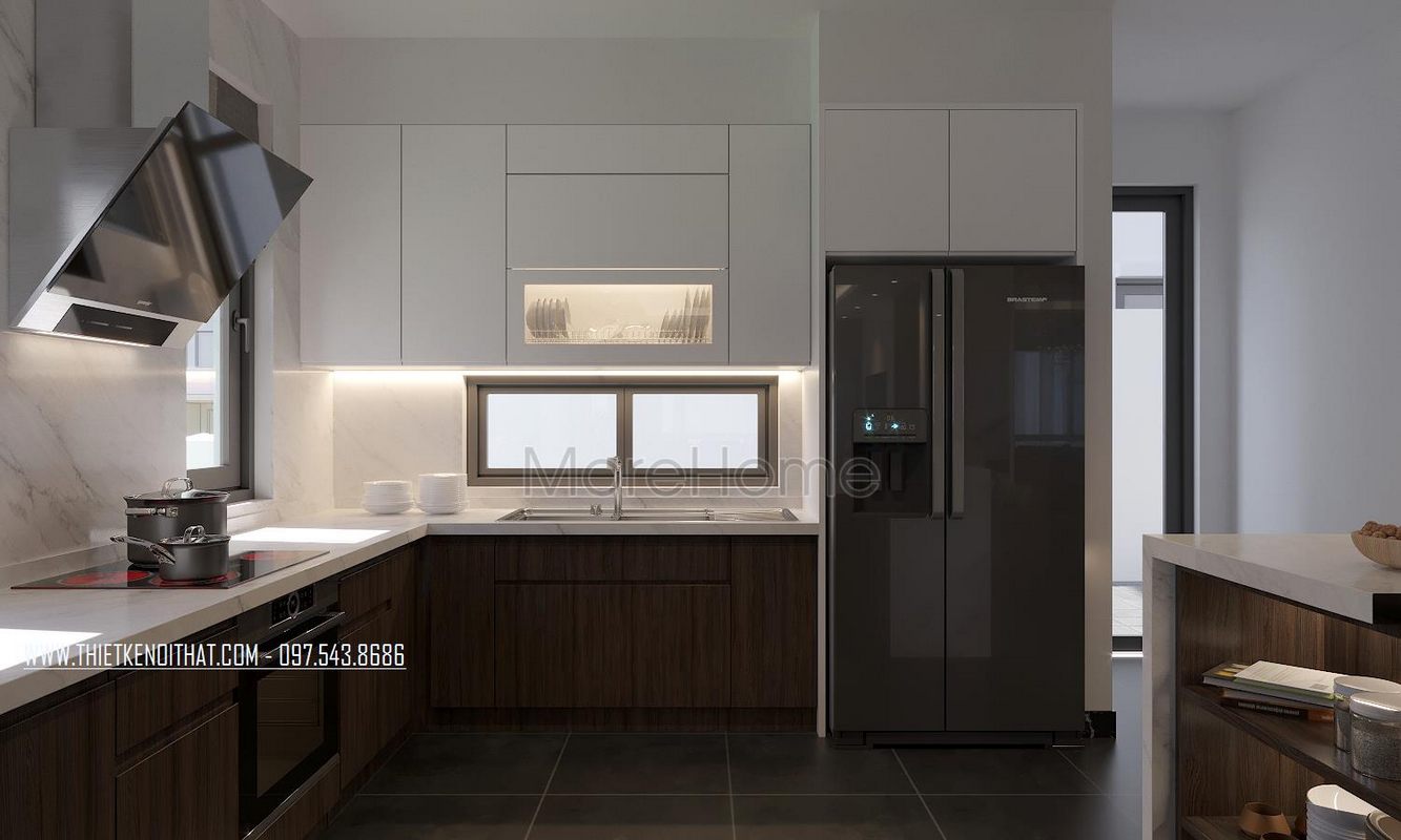 Thiết kế nội thất phòng bếp biệt thự Ecopark Văn Giang 